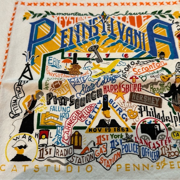Catstudio Embroidered & Silkscreened Pennsylvania Dish Towel -- New - Picture 6 of 7
